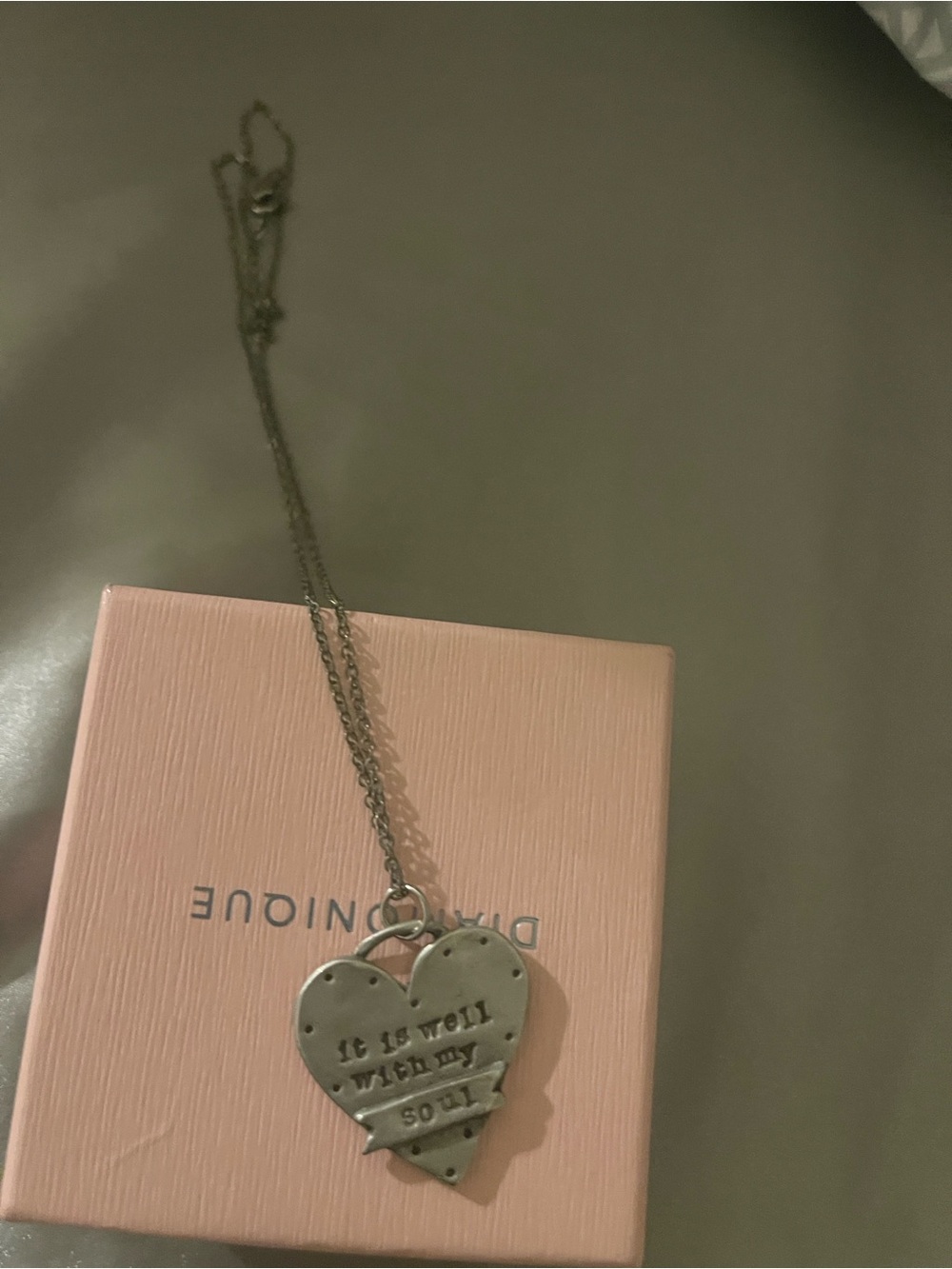 Stamped Heart Pendant Necklace in Silver - Unbranded